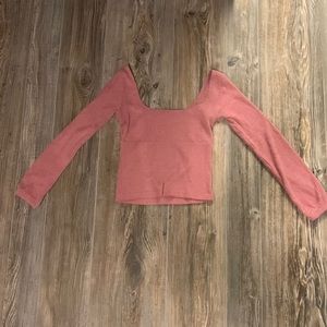 Cropped, U-Cut, Pink Sweater